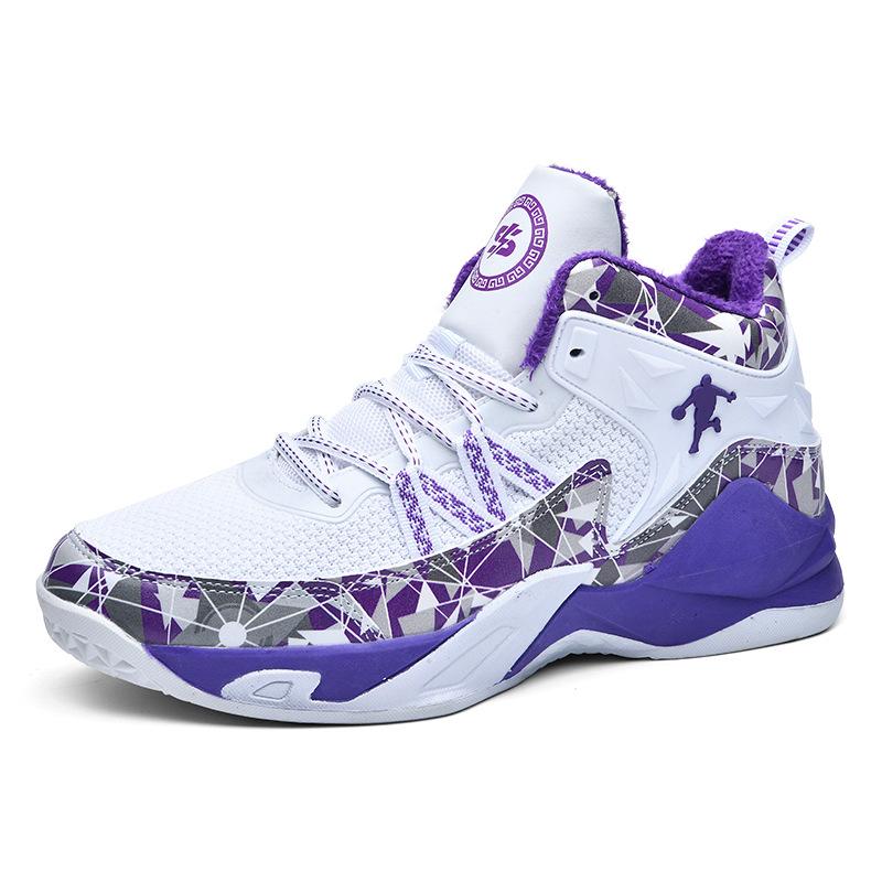 Mandarin Duck Basketball Shoes Flying Woven Mesh Student Sports Shoes High Top Basketball Shoes Cement Boots Flying Line Sneakers