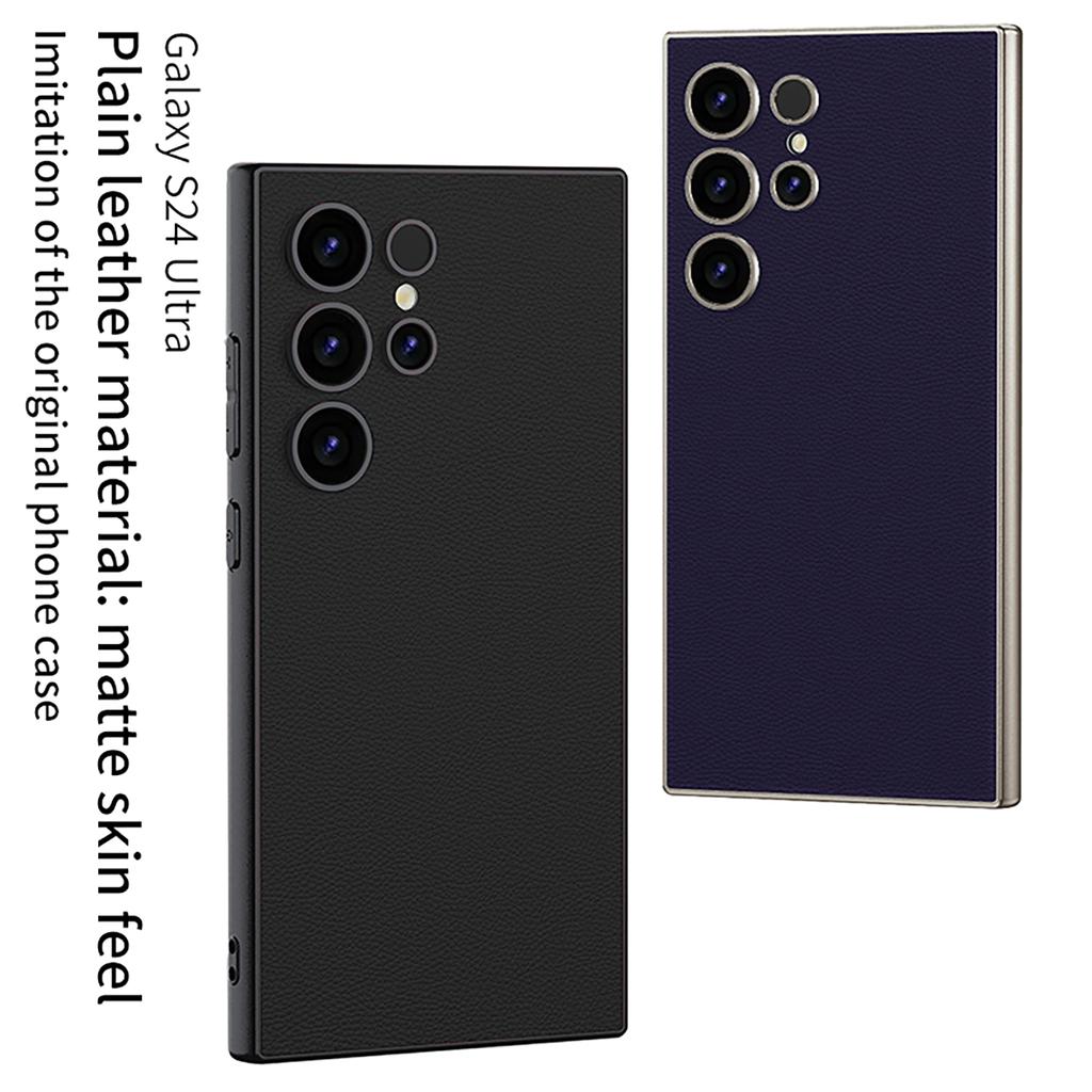 Metallic Lacquer Leather S24Ultra Phone Case For Samsung Galaxy S23 S24 S25 Ultra Hard PC Shell Luxury Skin Protective Cover