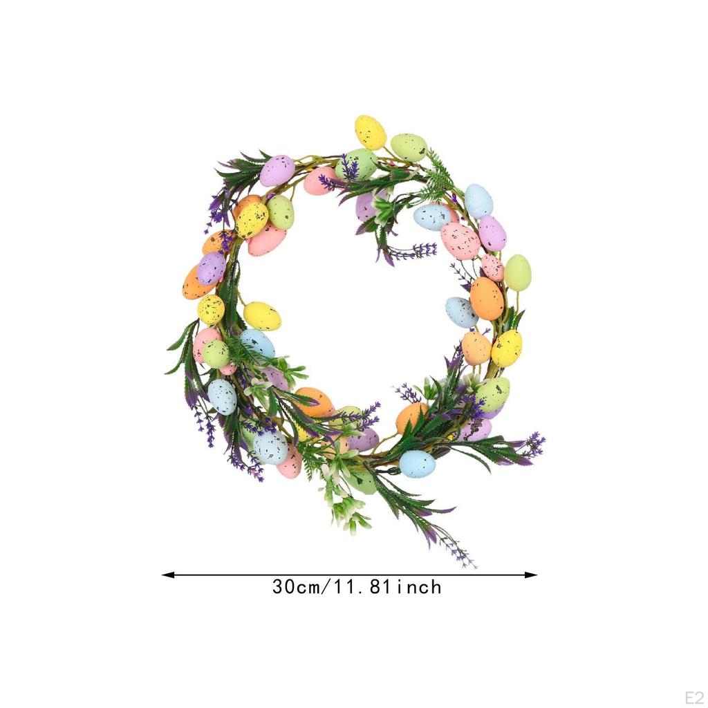Easter Egg Door Wreath,Artificial Flower Ornament 30cm Indoor Outdoor Spring Wreath Greenery Leaves