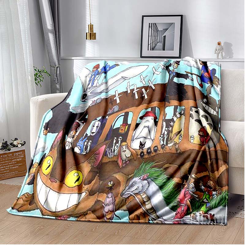 Throw Blanket Totoro Hayao Miyazaki Black Cat Throw Blanket Bedspread Sofa Soft Blanket  Adult/children Blanket Travel Camping