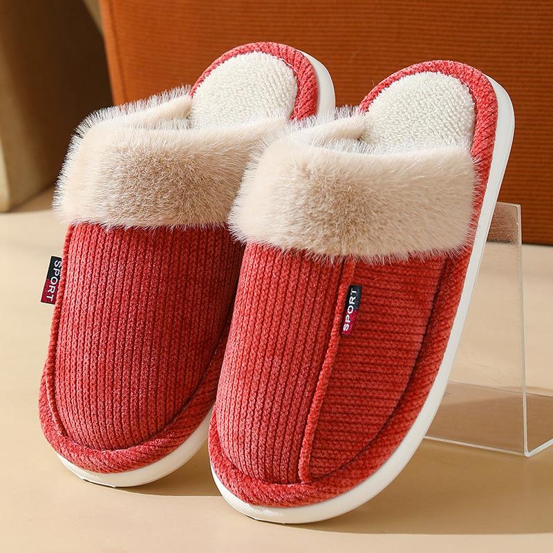 Fashion Cotton Slippers for Women 2025 New Autumn and Winter Indoor Home Warm Non Slip Silent Plush Couple Slippers for Pantuflas Mujer