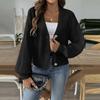 Women's Autumn And Winter New Siold Colour Short Button Jacket Sweater Cardigan