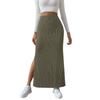 Women's Solid Color High-waist Side Slit Slim Knitted Skirt