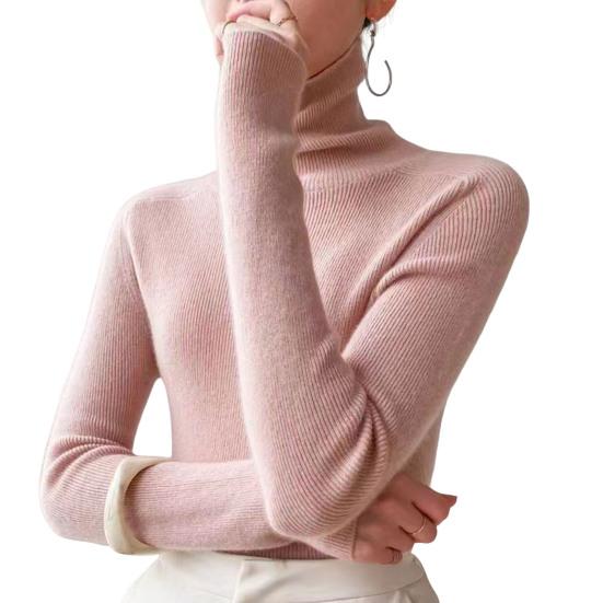 Sweater Turtleneck Long Sleeve Solid Color Bottom Tops High Elasticity