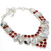 Rainbow Moonstone, Garnet 925 Sterling Silver Jewelry Necklace 18" H4f78