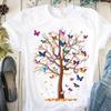 Women's Butterfly Tree Print Harajuku T-Shirt, Round Neck Top, Short Sleeve, Casual Summer Tee Shirt Unisex