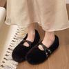 Fashion Plush Shoes Women's Outside Autumn Winter Warm Mary Jane Soft Soled Flat Shoes Women Flats Round Toe Chaussure Femme