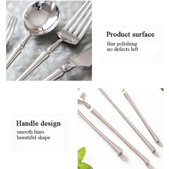 Stainless Steel Cutlery with Steak Cutter Mirror Polished Flatware Utensils Metal Spoons Forks Chopsticks Tableware for Home Parties