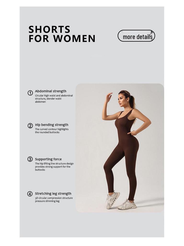 Seamless Ribbed Fitness Jumpsuit with Chest Pad