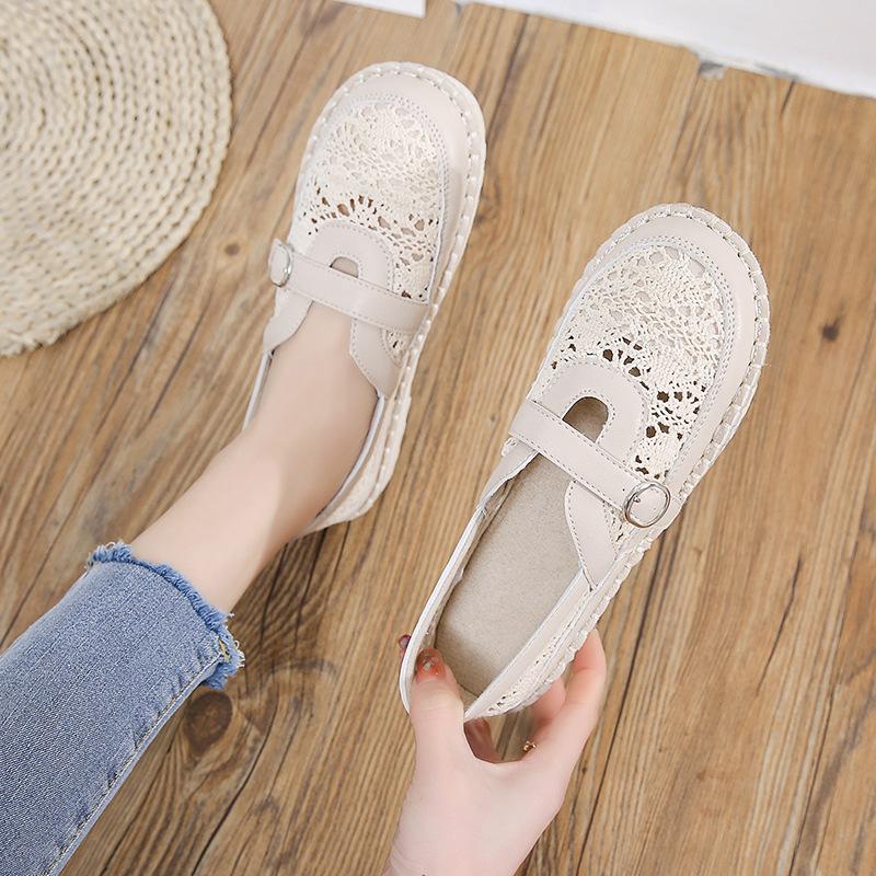 Hot Selling Women's Loafers Lace Hollow-out Elegant Women Flat Shoes Fashion Non-slip Versatile Ladies Shoes Solid Color Causal