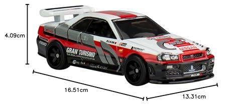 Hot Wheels Pop Culture Gran Turismo - Nissan Skyline GT-R (BNR34) Vehicle Toy, Red, for Ages 3 and Up, HKC28
