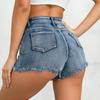 Cross-Border European & American Sexy Casual High-Waisted Plus Size Ripped Denim Shorts for Women