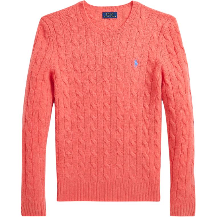 Polo Ralph Lauren FW24 Solid Color Crew Neck Cable Knit Small Pony Embroidered Slim Fit Long Sleeve Sweater Women Sweater Rose-Red WMPOSWENC021014-999