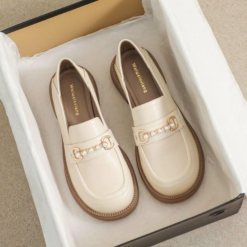 Весенне-осенние элегантные женские туфли-лодочки на низком каблуке, туфли-лоферы с круглым носком для женщин, высокое качество, шик, акцент, в предложении, обувь Y2k