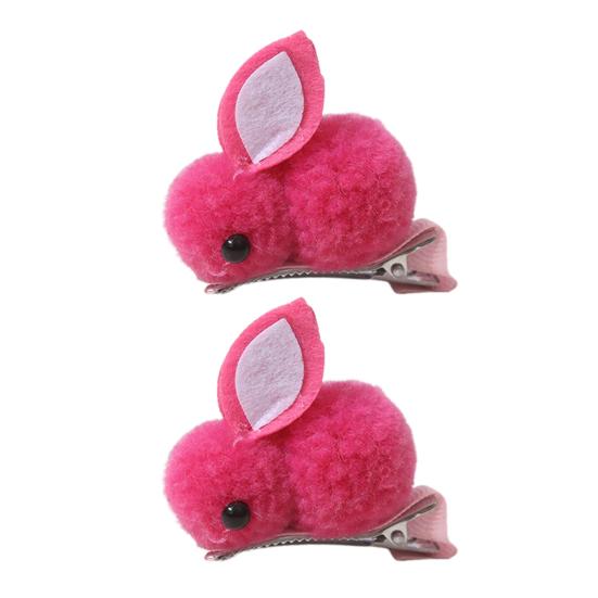 1 Pair Winter Plush Bunny Hairpins Hair Clips Vivid Color Creative Shape Adorable Sweet Hairpins Hair Accessory for Kids