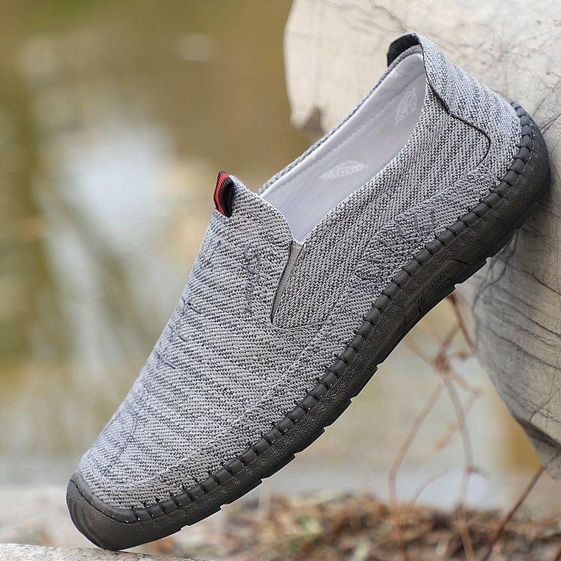 Men Canvas Shoes Flat Slip On Breathable Casual Shoes for Middle-aged Elderly Men Summer Concise Outdoor City Walk Sneakers 2025