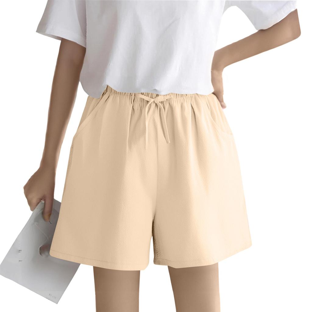 Women's Solid Color Linen Cotton Hemp Casual Sports Casual Shorts Pants