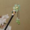 Handmade Flower Hair Sticks Chinese Style Party Hair Bun Decorative Wooden Hairpin  for Women Girls