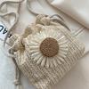 New Summer Beach Wind Cute Sunflower Crossbody Woven Bag Handmade Crochet Round Straw Bag Female Bag Beach Bag