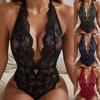 Plus Size Lingerie Bodysuit Sheer See-Through Lace Teddy Romper Sexy Sleepwear Nightwear Women's Erotic Underwear