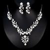 Women Elegant Faux Pearl Rhinestone Leaves Necklace Earrings Wedding Jewelry Set