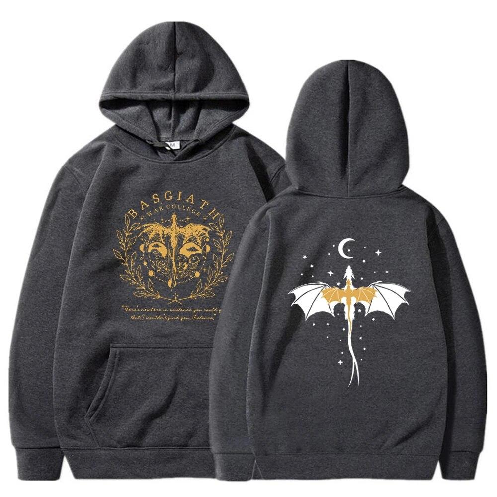 Fourth Wing Double-Sided Hoodies Basgiath War College Hoodie Unisex Hooded Sweatshirts Bookish Hoodie Long Sleeve Pullovers Top