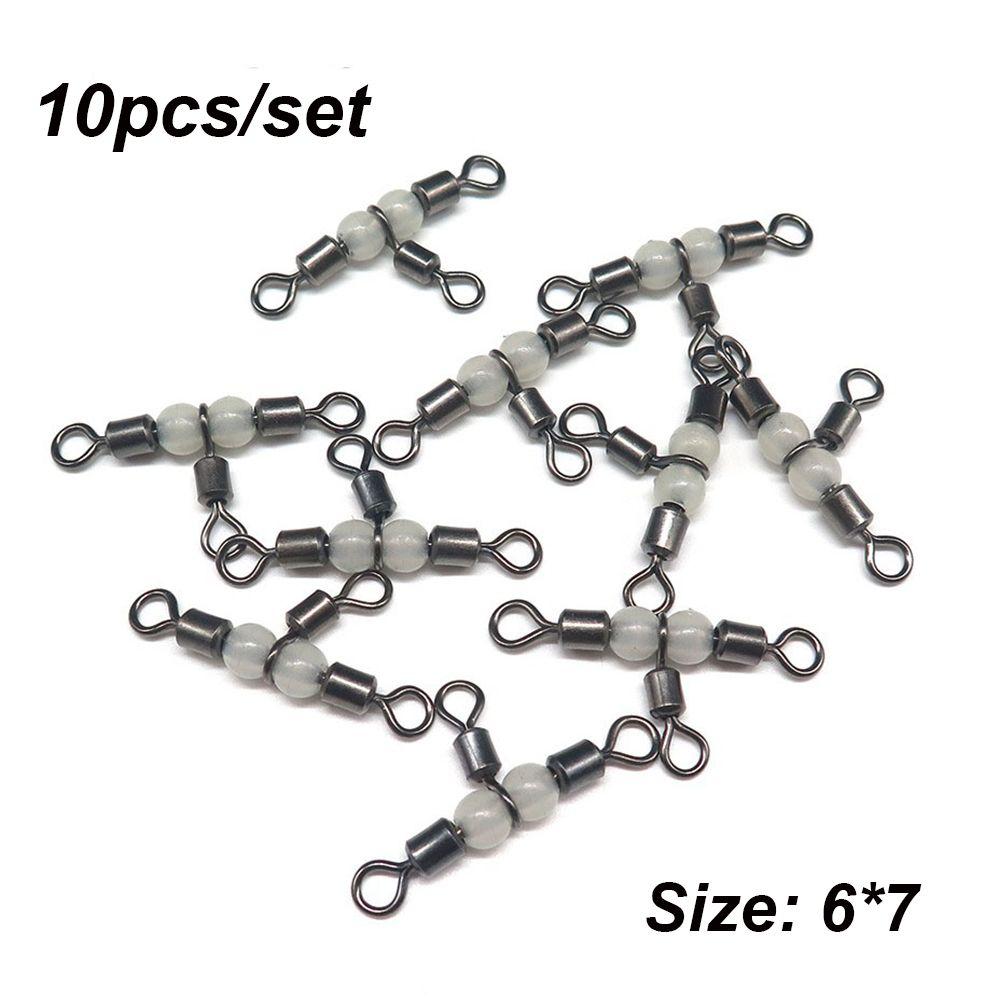 10Pcs Durable Splitter Luminous Wivels Bearing Fishing Pin Line Connector Trident 3 Way Ring Rolling