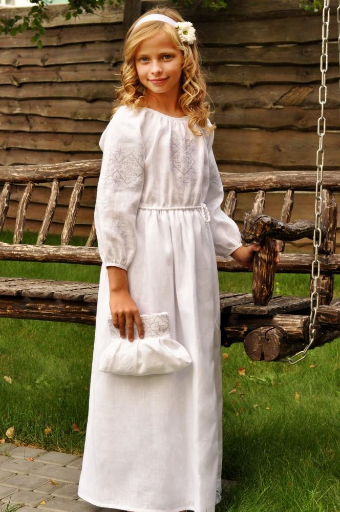 Children's Linen Dress-vyshyvanka with Embroidery, Ukrainian Dress Embroidered Cloth Vyshyvanka, Embroidered Dress, Clothes with Embroidery