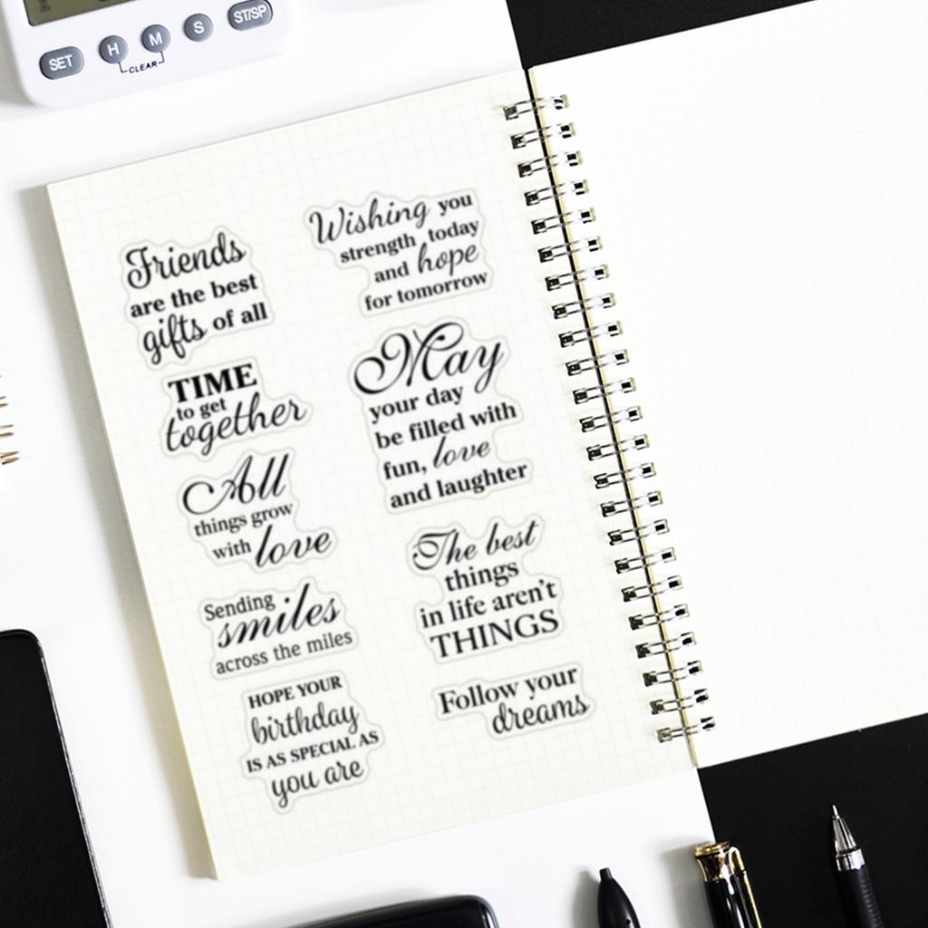 Blessing Words Clear Silicone Stamp Lettering Pattern Clear Stamper for Scrapbooking Card Making Photo Album Decoration