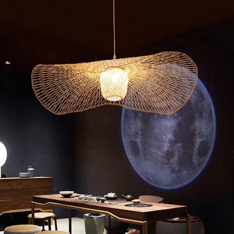 Chinese Style Bamboo Pendant Lights Creative Tatami Lights Lamp for Dining Room Restaurant Hanglamp E27 Suspension Luminaire