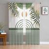 Boho Abstract Leaves Plants Tulle Curtains For Living Room Sheer Curtain For Bedroom Kitchen Blinds Voile Curtains