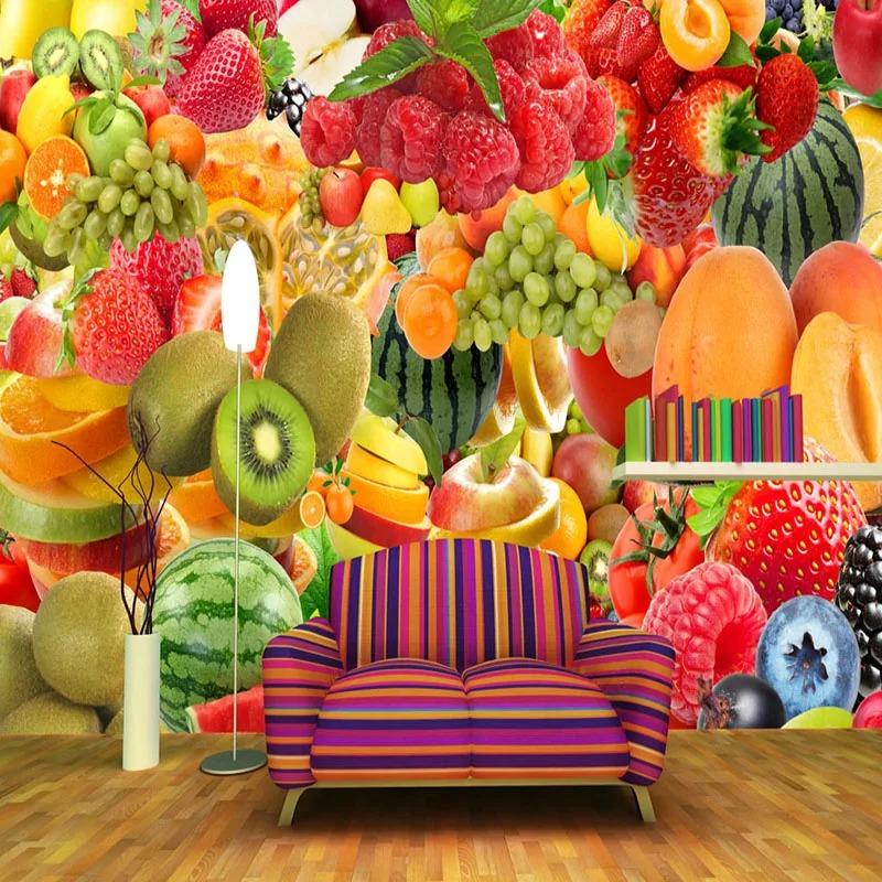 Modern Creative Wall Papers 3d Fresh Fruit Mural Restaurant Cafe Fruit Store Backdrop Wall Mural Decor