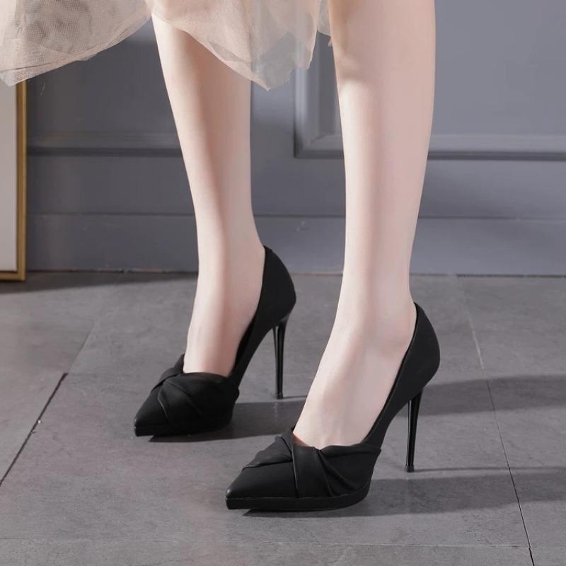 Women's Slim Heel Shoes Spring New Pointed Head Shallow Mouth Thick Sole Anti-slip Wear-resistant High Heels