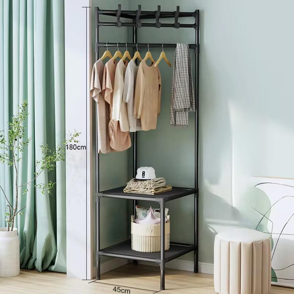 Corner Coat Rack Floor Standing Multi-storey Metal Clothes Hanger Assembled Modern Simplicity Multi-function Storage Racks
