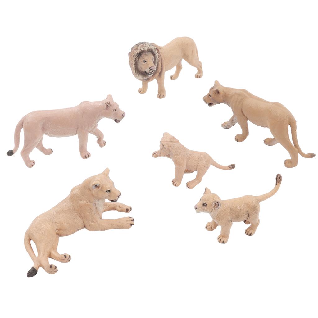 6 Pcs Lions Model Set Lifelike Mini Wild Animals Statue Lions Family Figures Decoraion for School Project