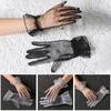 Women Wedding Gloves See-through Ultrathin Shirring Ruffle Lace Full Fingers Prom Ball Cocktail Stage Performance Bride Gloves