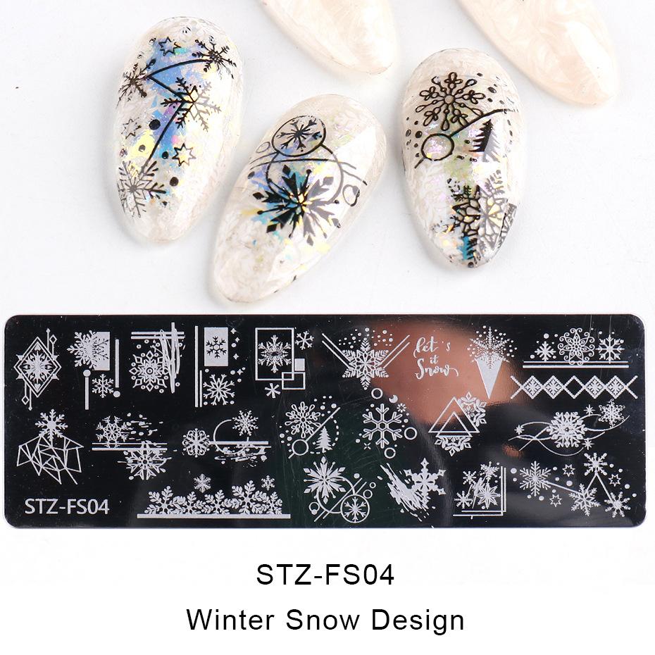 1PC Stainless Steel Printing Nail Stamping Plates Manicure Leaves Maple Template Mold Xmas Snowflakes Nail Art DIY Decorations