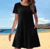 Women's Solid Color Printed Casual Dresses Summer Short Sleeve Round Neck Dresses