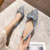 Fashion Women Flat 2025 Elegant Fashion Women Flat Fashion Ballet Shoes Bling Crystal Bow Tie Pointed Toe Flats Shoes Lady Shiny Flat