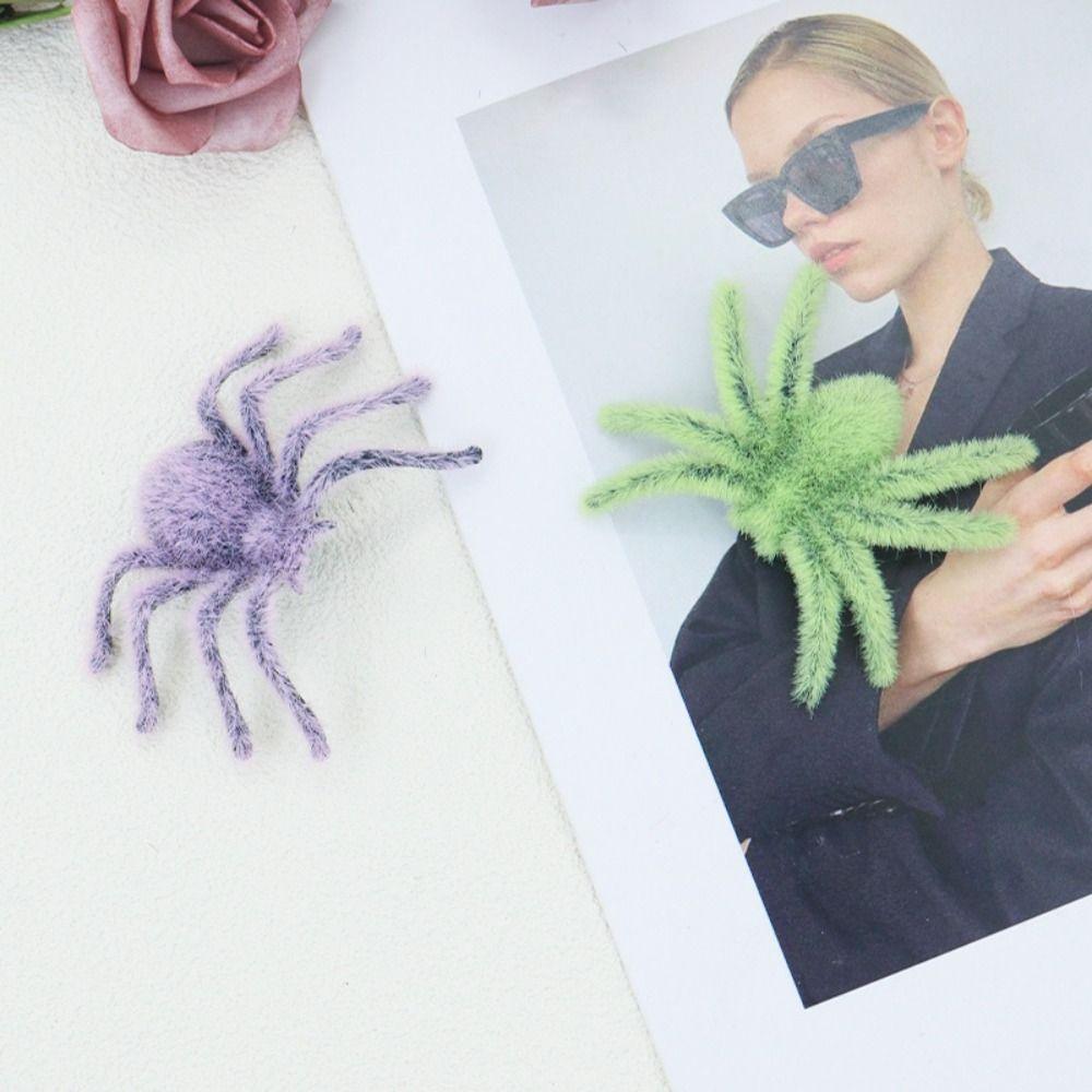 Funny Flocking Black Spider 3D Artificial Spider Halloween Plush Spider  Learning Toys