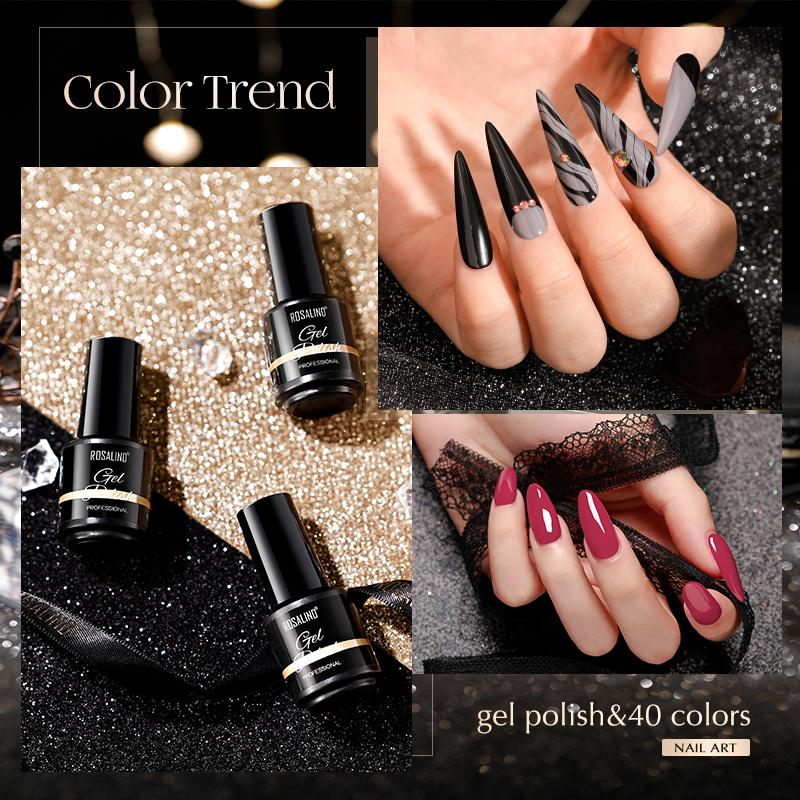 ROSALIND Colorful Nail Gel Polish Hybrid Gel Polish for Nail Art Design Soak Off Base Top Coat UV/LED Lamp Nail Enhancement 40 Colors