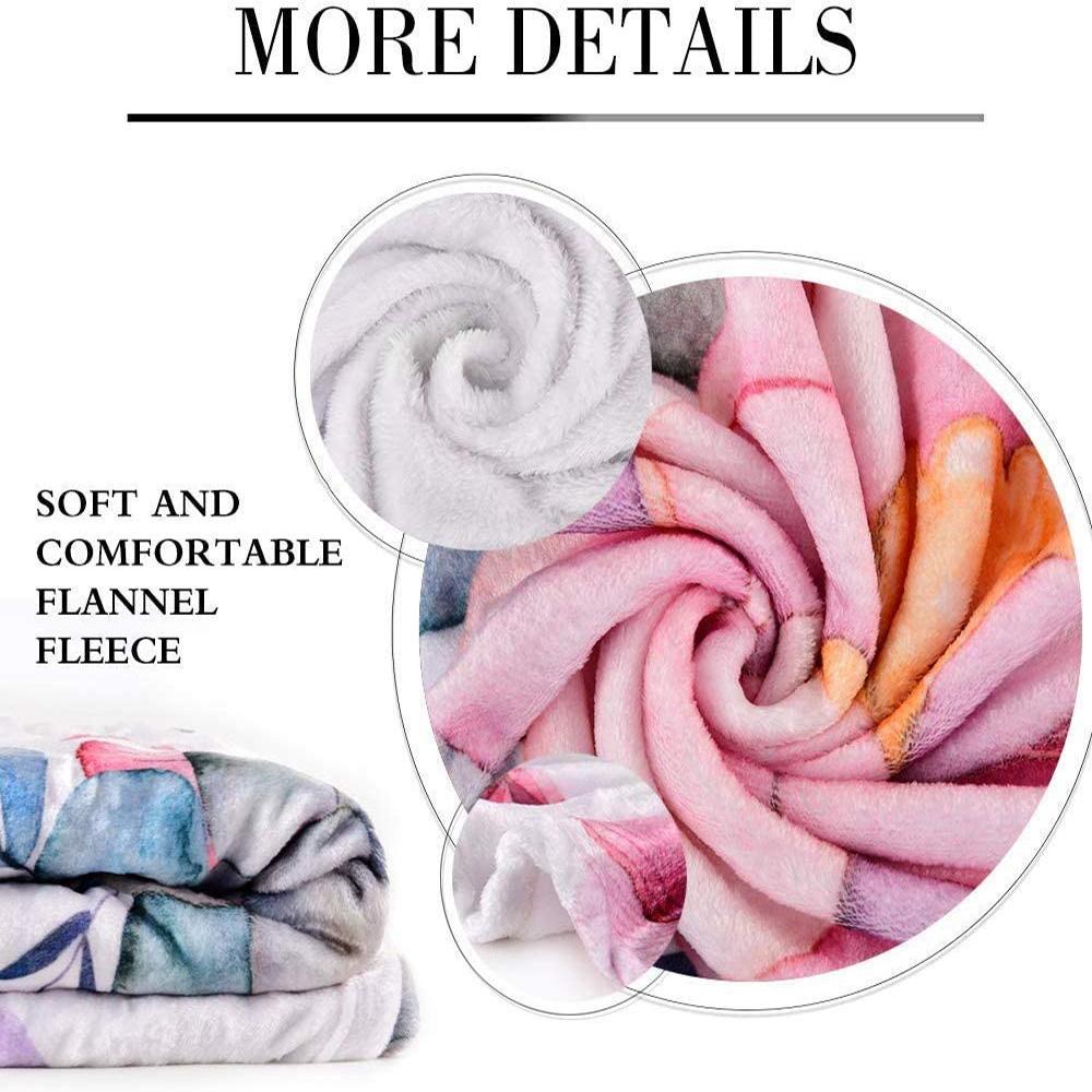 Colour Butterfly  Four Seasons Flower Flannel Blanket Warmth Soft Plush Sofa Bed Throwing   Fluffy
