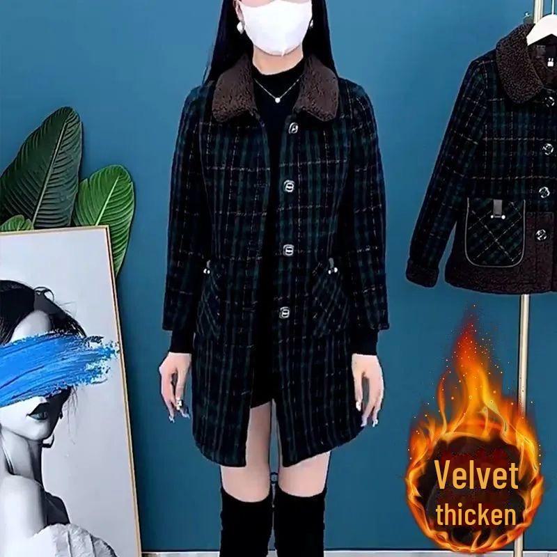 Women's High-End Stylish Medium-Long Velvet Thickened Coat for Autumn and Winter