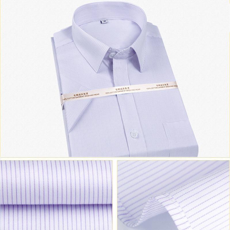 Pure Cotton Non-iron Striped Formal Short-sleeved Shirt Mens