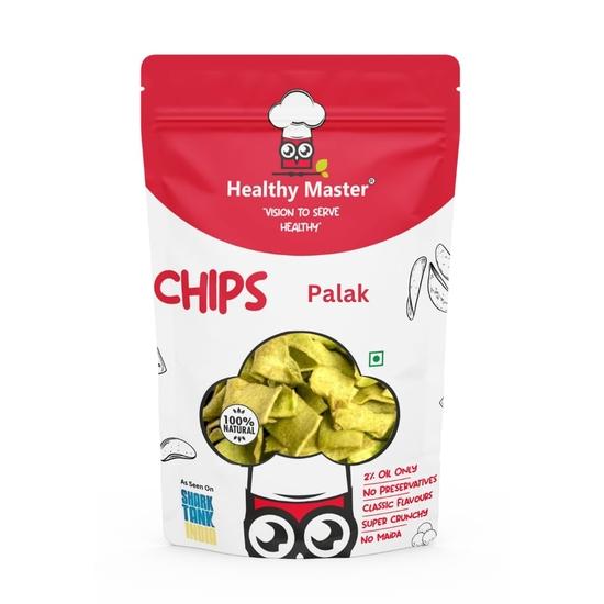 Healthy Master Baked Palak Chips| All Natural Ingredients | Rich In Fiber & Calcium | Low In Sodium | Gluten-Free | Vacuum Cooked | Oil-Free,200 Gm