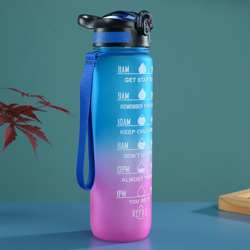 Gradient Color Space Cup, Large Capacity with Handle, Flip Lid, Straw; Portable Outdoor Fitness Sports Water Bottle.