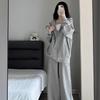 Gray Casual Sportswear Set: Women's Plus Size Autumn/Winter Korean-Style Sweatshirt & Sweatpants, 2-Piece