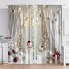 Contemporary Christmas Theme Light-Filtering Curtains With Snowman and Tree Print, 2 Panels, Polyester Rod Pocket Drapes