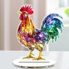 2D Flat Colorful Rooster Printing Table Sign Accessory Versatile 6.4x7.8inch