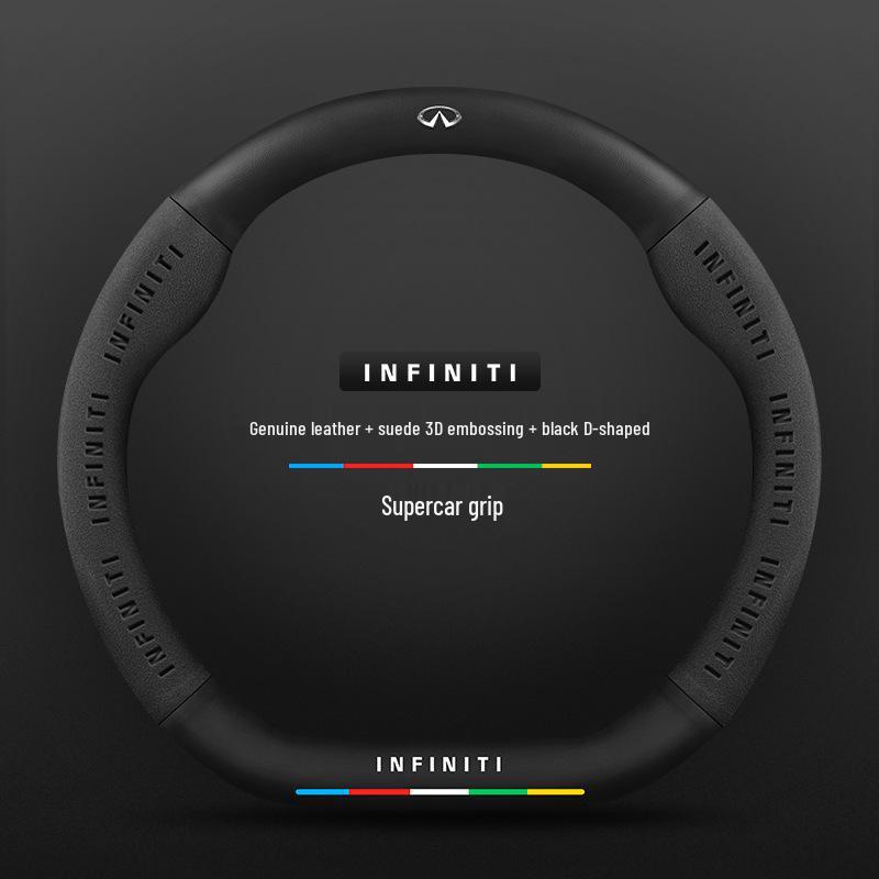 Чехол на руль для специального автомобиля Infiniti - Натуральная кожа, Замша, Углеволокно, Универсальный, Дышащий, Всесезонный